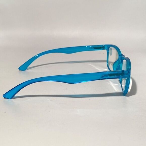 1396 Helen 4.0 Reading Glasses Thin Rectangle Blue light Filter Aqua Frames NWT - Picture 6 of 9